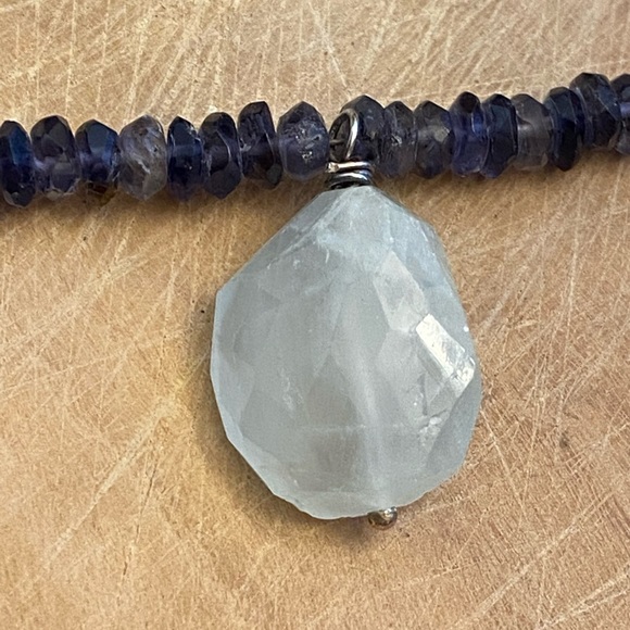 Beautiful Iolite and quartz 925 silver necklace - Picture 7 of 11